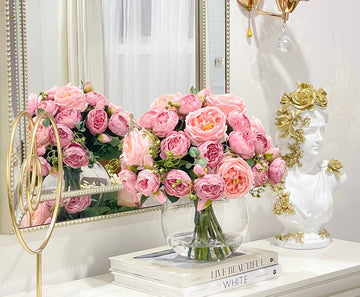 Large Real Touch Rose Silk Peony Arrangement
